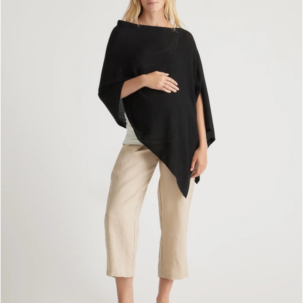 Quince Black Poncho Top